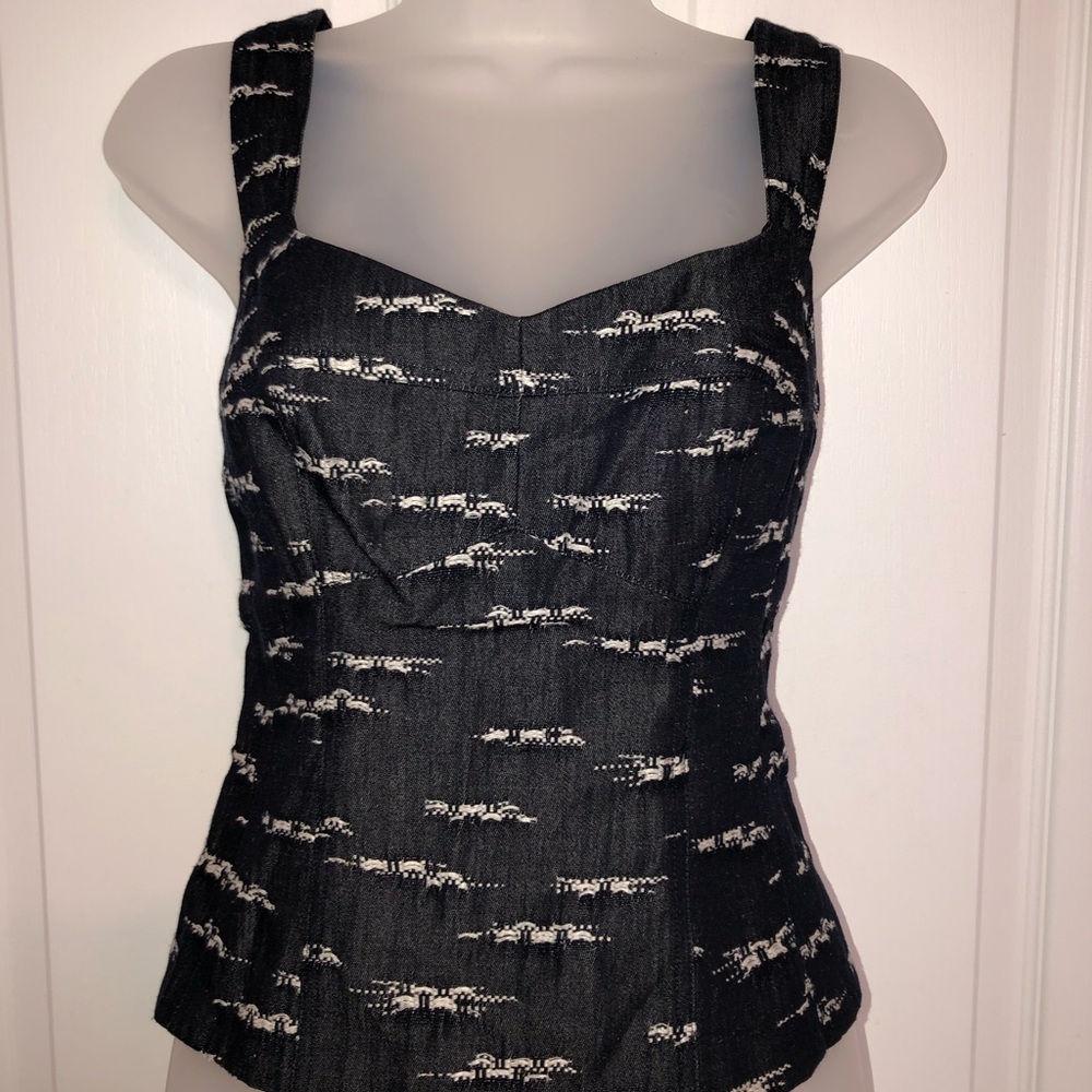 💙 Nanette Lepore Navy Zip Corset Crop Top * Sz 6